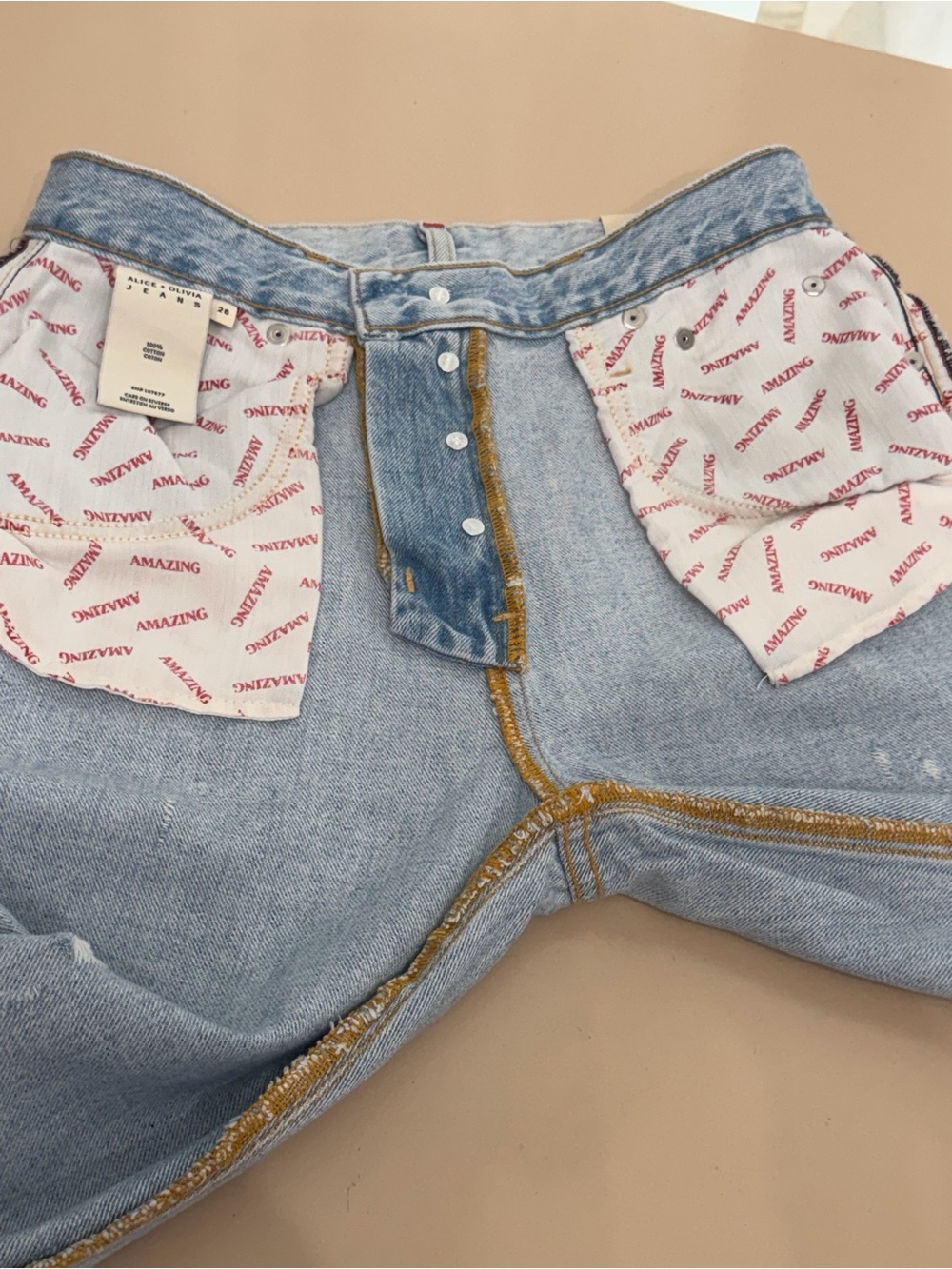 Alice + Olivia Amazing High Rise Boyfriend Distressed Straight Leg Jeans Size 26 - Picture 14 of 14